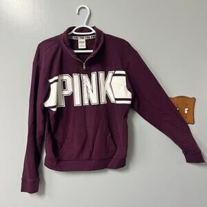 Victoria’s Secret pink 1/4 zip pullover sweatshirt maroon women’s size medium